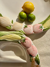 Load image into Gallery viewer, Large white majolica vegetable platter with three compartments
