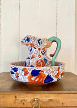 Load image into Gallery viewer, Large Ironstone China Imari jug and bowl