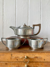 Load image into Gallery viewer, Unity Pewter Art Deco tea pot, milk jug and sugar bowl