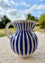Load image into Gallery viewer, Blue and white striped English studio pottery jug