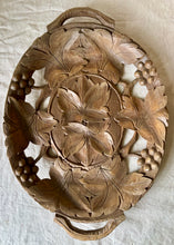 Load image into Gallery viewer, Hand carved wooden platter with grapes and vine leaves