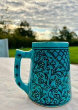 Load image into Gallery viewer, Turquoise Moroccan hand made ceramic tankard