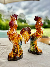 Load image into Gallery viewer, A pair of French-style majolica cockerel