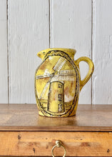 Load image into Gallery viewer, Yellow studio pottery jug with windmill and bees