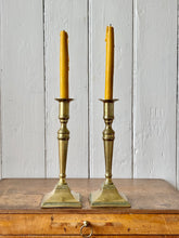 Load image into Gallery viewer, Antique brass Georgian pair of candlesticks