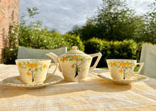 Load image into Gallery viewer, Tea pot and pair of cups and saucers by Crown Ducal