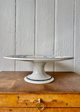 Load image into Gallery viewer, Large time-worn blue and white French cake stand with cherries