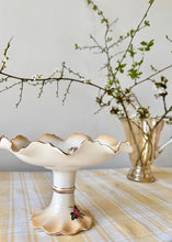 Load image into Gallery viewer, Blush pedestal cake stand with pink roses