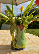 Load image into Gallery viewer, Water lily and stork hand painted jug
