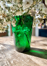 Load image into Gallery viewer, Large green, hand blown glass vase