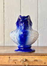 Load image into Gallery viewer, Blue graduated Neptune 'mask' jug with fish handle