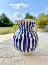 Load image into Gallery viewer, Blue and white striped English studio pottery jug