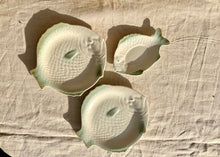 Load image into Gallery viewer, A set of 6 white and eau de nil fish plates by Shorter & Son