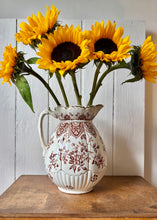 Load image into Gallery viewer, Large brown and white floral jug by Hanley, Staffordshire