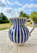 Load image into Gallery viewer, Blue and white striped English studio pottery jug