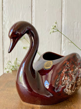 Load image into Gallery viewer, A treacle glaze swan vase by Kernewek Pottery, Cornwall.