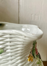 Load image into Gallery viewer, Large white Italian faux basket majolica jug