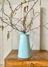 Load image into Gallery viewer, Vintage French-style pastel blue metal pitcher