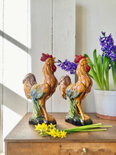 Load image into Gallery viewer, A pair of French-style majolica cockerels
