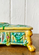 Load image into Gallery viewer, Large decorative ceramic lidded box on lion's feet