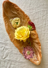 Load image into Gallery viewer, Majolica dish with chrysanthemums and dahlias