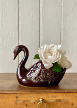 Load image into Gallery viewer, A treacle glaze swan vase by Kernewek Pottery, Cornwall.