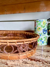 Load image into Gallery viewer, A beautiful, structured bamboo, cane and woven grass tray