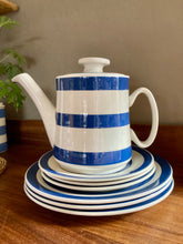 Load image into Gallery viewer, Chef Cordon Bleu Ironstone blue and white stripe tea or coffee pot