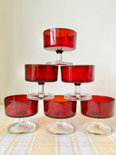 Load image into Gallery viewer, A set of 6 French bistro wine glasses in red