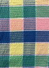 Load image into Gallery viewer, Vintage cotton seersucker pastel checked tablecloth
