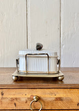 Load image into Gallery viewer, White porcelain sardine lidded dish with silver plated stand
