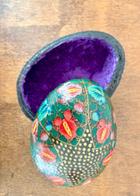Load image into Gallery viewer, Large papier mache egg shaped hand decorated box
