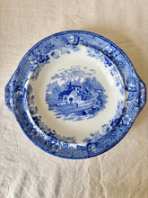 Load image into Gallery viewer, A blue and white footed serving dish by E Wood &amp; Sons
