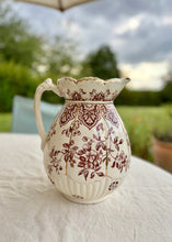 Load image into Gallery viewer, Large brown and white floral jug by Hanley, Staffordshire
