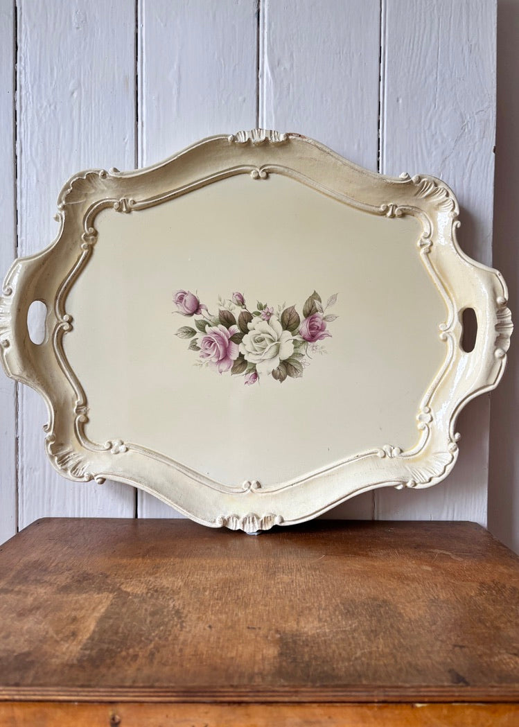 Large Italian tray with rose detailing