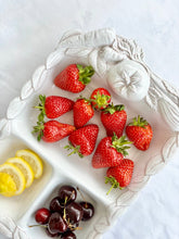 Load image into Gallery viewer, Italian white serving dish with majolica vegetables
