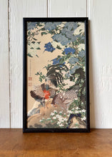 Load image into Gallery viewer, Japanese framed print - detail of renowned painting Rooster and Hen with Hydrangeas - Ito Jakuchu
