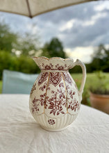 Load image into Gallery viewer, Large brown and white floral jug by Hanley, Staffordshire
