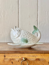 Load image into Gallery viewer, A set of 6 white and eau de nil fish plates by Shorter &amp; Son

