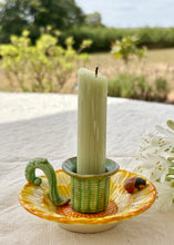 Load image into Gallery viewer, Japanese majolica sunflower candle holder with ladybird
