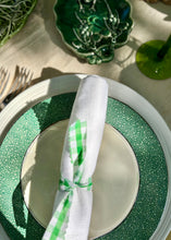 Load image into Gallery viewer, A set of 4 green bordered plates with silver gilt trim

