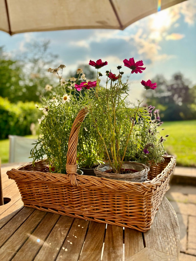 Large vintage baker's basket with flat base