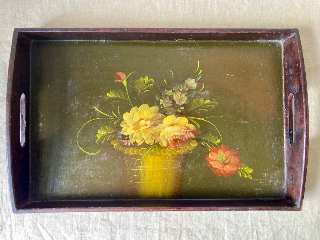 Hand painted floral tray