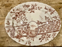 Load image into Gallery viewer, Bucolic English scene on this pretty brown on creamy white platter
