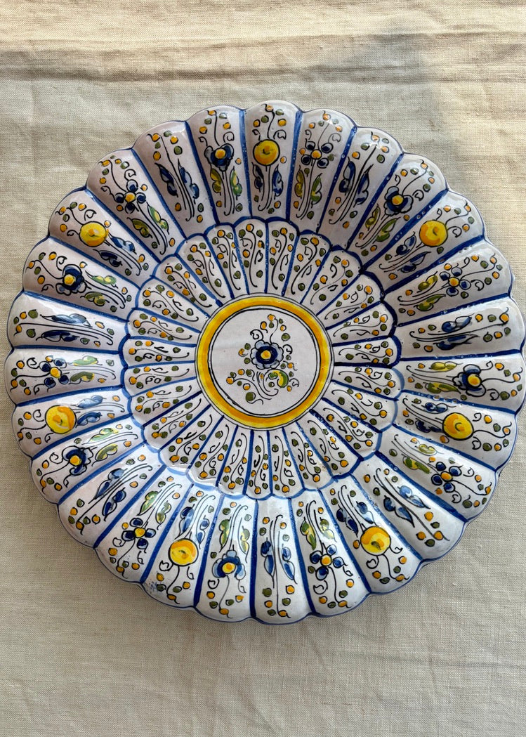 Talavera fluted, hand painted vintage dish