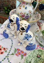 Load image into Gallery viewer, A pair of blue and white floral Staffordshire Dogs

