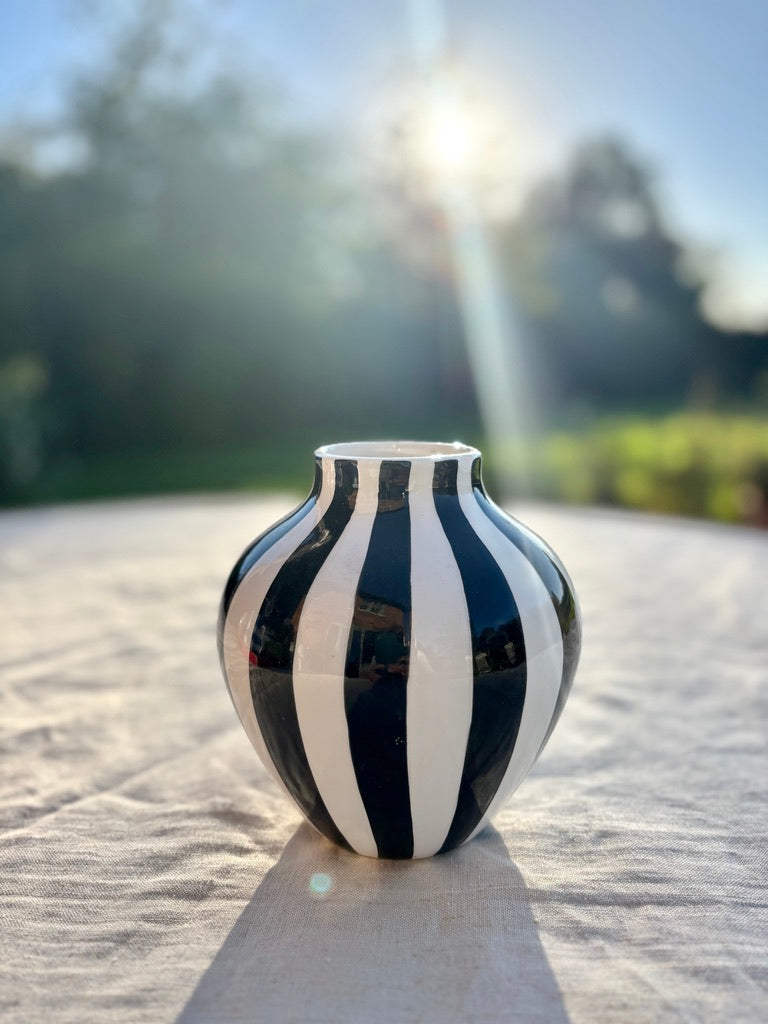 Gisela Graham, London black and white stripe vase
