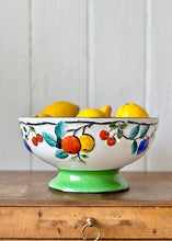 Load image into Gallery viewer, Art Deco fruity green pedestal bowl by Arboretum Ware

