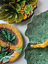Load image into Gallery viewer, Twin vine leaf majolica nibbles dish by Bordallo Pinheiro
