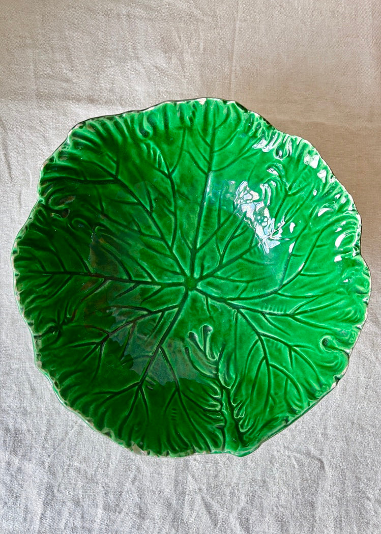 Antique green cabbage ware antique bowl